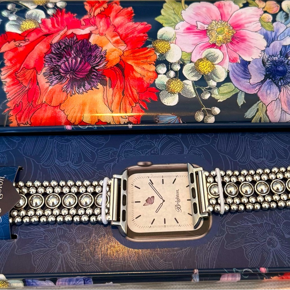 Brighton Apple Watch band; silver beaded, NWT